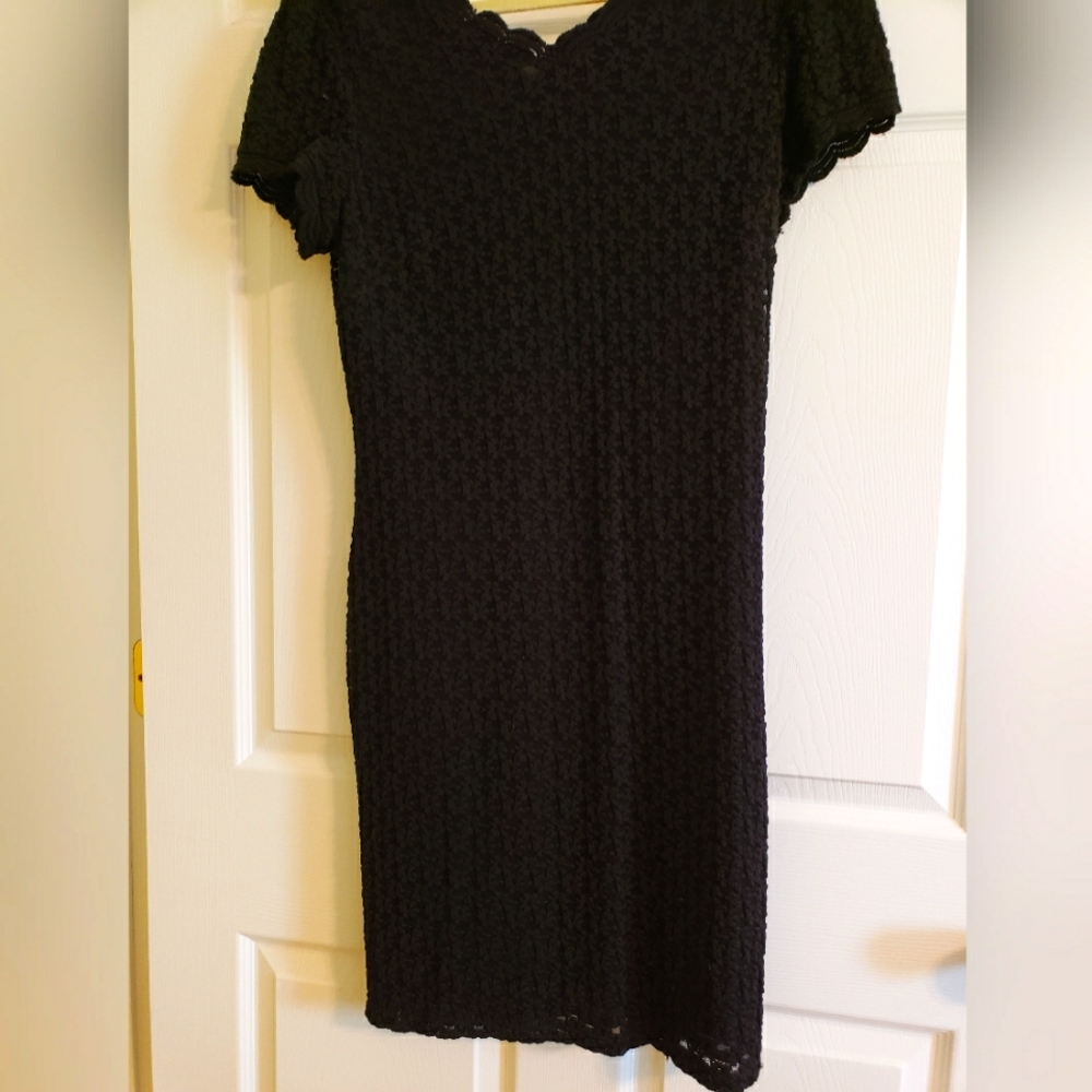 David Warren floral black dress